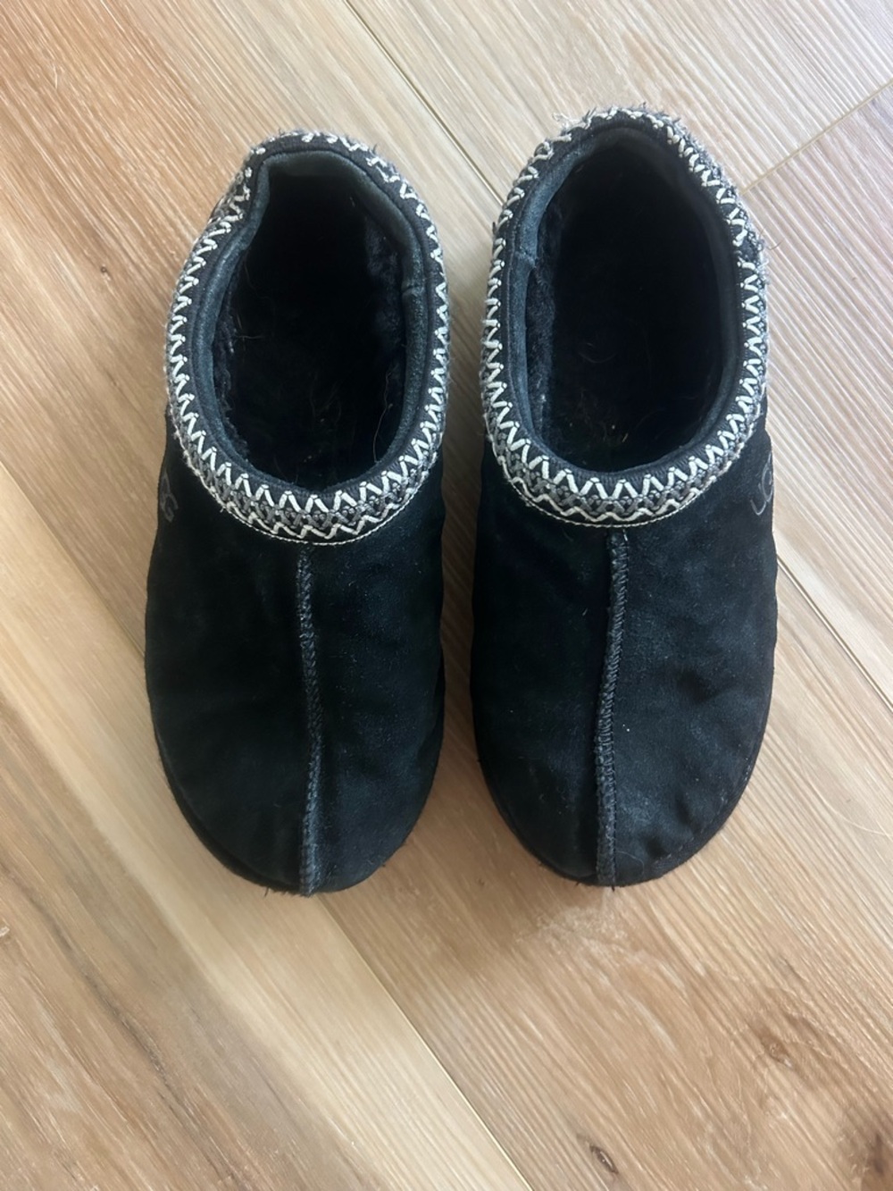UGG Black Suede Slip-On Clogs with Braided Trim - Picture 3 of 5